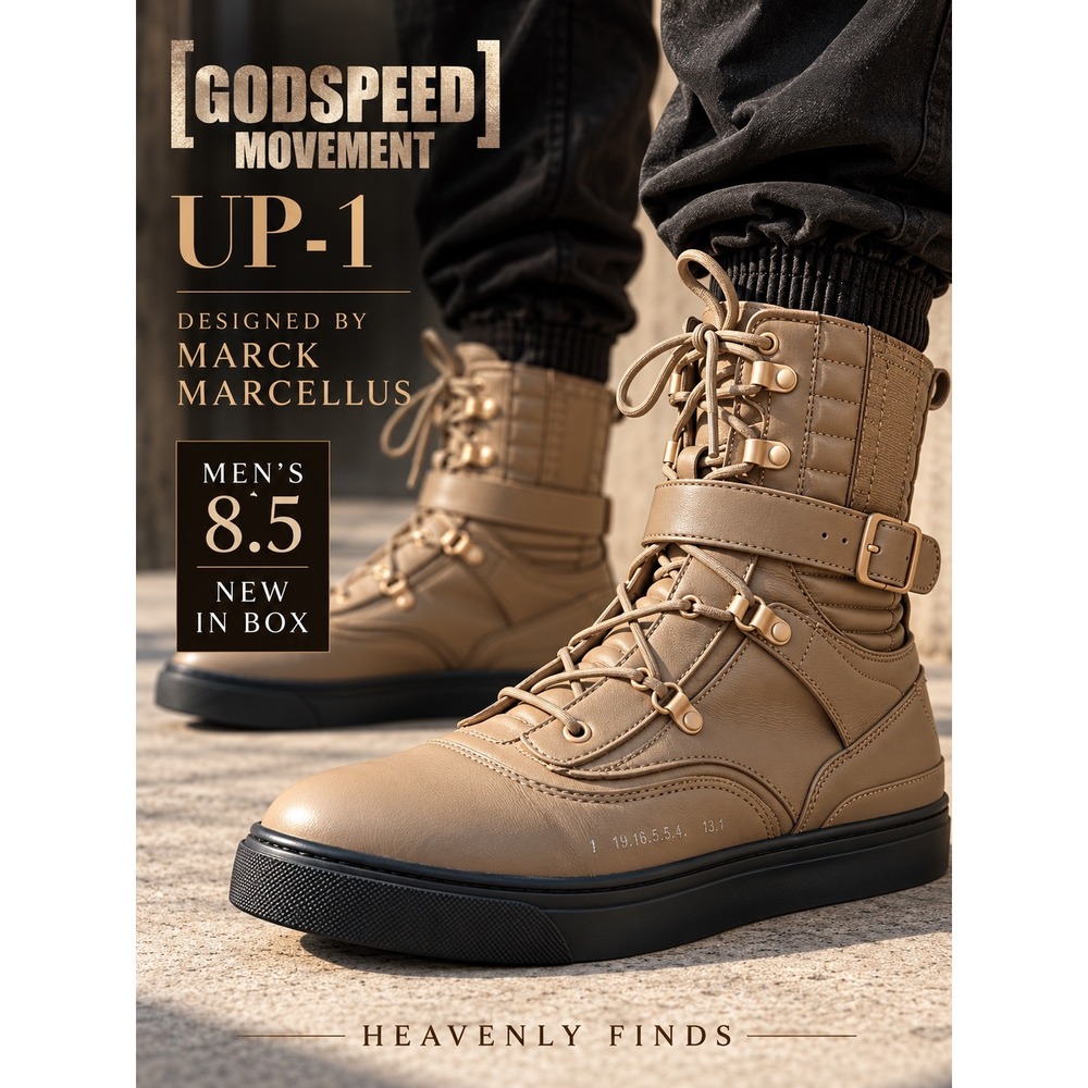 Godspeed Movement UP-1 Men's 8.5 Leather Combat High Top Buckle Boots Khaki NIB